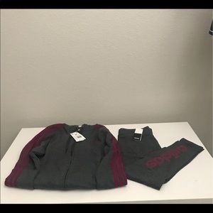 Adidas hoodie and tights set medium